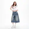 Jeans rectos de estilo coreano minimalista con forro polar para mujer, de cintura alta, corte holgado, adelgazantes, con efecto de caída, para invierno