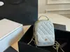 Mochila Pequeña Acolchada con Cadena de Alta Calidad, Mini Mochila Estilo Chanel, Bolso Pequeño Escolar, Bolso de Mano y Bolso Cruzado de Piel Graneada