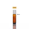 Botella Marrón Rollerball para Aceite Esencial, Botella para Líquido de Esencia, Botella de Recarga para Aceite de Masaje y Perfume, Botella Mezcladora Portátil para Muestras de Productos de Cuidado de la Piel