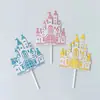 Tarjeta de pastel de decoración tridimensional de doble capa decoración de fantasía decoración para hornear inserto de dibujos animados de dos colores