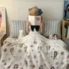 Manta de lã de cordeiro quente e espessa para outono e inverno, flanelado de leite fofo com desenho, manta de sofá dupla face quente para lazer