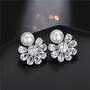 Pendientes de botón de moda con flores naturales, pendientes con incrustaciones de perlas de circonita de grado AAA, hermosos pendientes de aguja de plata esterlina S925 para mujer
