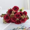 Rosa de simulación transfronteriza flor falsa cabeza de flor de peonía sala de estar dormitorio mesa flor individual arreglo floral decoración de boda flor