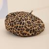 Boina Estilo Coreano con Estampado de Leopardo para Mujer, Sombrero de Artista de Lana Retro Británico para Otoño e Invierno, Moda Trendy Estilo Callejero Ins