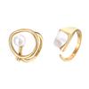Anillo con Diseño de Concha Ajustable, Anillo de Piedra Preciosa para Mujer, Acero de Titanio con Perla 14K, Anillo de Dedo Índice Estilo Ins, Anillo de Lujo Ligero al por Mayor