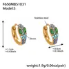 Pendientes de Acero Inoxidable con Baño de Oro Real de 18K, Forma de U, Circonita Colorida, Forma de Serpiente, Completamente Incrustados con Diamantes, Lujo Accesible, Moda, Pendientes Versátiles
