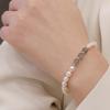 Pulsera de Perlas de Agua Dulce Naturales Pulsera de Perlas de Cuentas de Arroz Pequeñas Pulsera Versátil de Moda Simple de Cristal de Fresa Gris Azul Luz de Luna