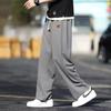 Pantalones de pierna recta negros con caída, tacto de seda helada, pantalones largos de verano, finos, holgados, secado rápido, deportivos, casuales, cintura elástica, pantalones para hombre
