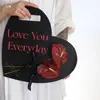 Caja de Flores de Mano para el Día de San Valentín Caja de Arreglo Floral Corazón Plateado Caja de Empaque para Ramo de Rosas Individual Bolso con Forma de Corazón
