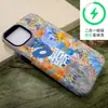 Estilo Curativo Artístico Ilustração Retrô Design de Gato e Flor Maçã 18 Pro Max Capa de Celular Magnética Película Fosca Capa Dura