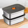 Caixa de Armazenamento de Alimentos de Aço Inoxidável com Tampa, Caixa de Congelamento Rápido Conservadora de Sabor, Recipiente Selado para Armazenamento de Alimentos na Geladeira, Marmita, Armazenamento no Freezer, Transfronteiriço