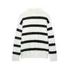 Suéter de Punto Rayado Blanco y Negro con Cuello en V Simple Versátil Moda Nueva Primavera 2026 AliExpress Transfronterizo