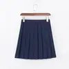 Conjunto de falda corta de uniforme JK de comercio exterior transfronterizo, cuello azul marino, opciones de manga corta y manga larga con tres rayas blancas, falda plisada, estilo preppy, atuendo dulce