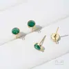 Brincos de Pedra Olho de Gato Multifacetada Brilhante Banhados a Ouro 14K Color-Preserving Malaquita com Argola Pendurada Materiais de Acessório para Brincos Feitos à Mão DIY