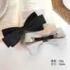 Pinza para el pelo de lazo de lunares retro estilo coreano, diseño clásico en blanco y negro, pinza de tela de doble capa versátil para recogidos a medio hacer para niñas