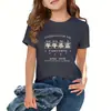 Comercio Exterior al por Mayor Transfronterizo Ropa Popular de Verano Camisetas para Niñas Mayores, Camisetas de Algodón Puro de Moda para Niñas de Manga Corta con Cuello Redondo