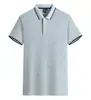 Nueva polo de manga corta de algodón peinado de 210 g con doble ribete y cuello de contraste, adecuada para uniformes corporativos, ropa de trabajo para equipos y estampado de logotipos