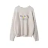 [Ouan] Suéter Pastoral Tridimensional de Florzinhas Estilo Floresta para Senhora Suéter Soltinho Macio Waxy Feminino Top 11038