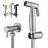 Conjunto de Pulverizador de Bidê para Vaso Sanitário em Aço Inoxidável 304 Chuveiro Válvula Angular Dourado Escovado Lavagem Feminina