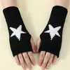 Guantes sin dedos de estrella de cinco puntas estilo coreano, calentadores de muñeca tejidos de lana para otoño e invierno, mangas jacquard engrosadas para hombres y mujeres