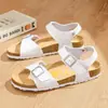 Sandalias Birkenstock de Cuero con Suela Gruesa de Corcho, Doble Hebilla, Casuales para Playa, para Hombre, Transfronterizas