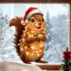 Adhesivo Estático Navideño de Ardilla para Ventana, Sin Pegamento, No Daña el Vidrio, Decoración de Atmósfera Festiva para Ventanas del Sala de Estar