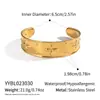 Pulseira Aberta com Textura Brilhante Vintage em Aço Inoxidável com Revestimento a Vácuo de Ouro 18K Design Moderno Joia para Mulheres