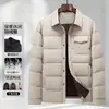 Jaqueta de Penas Masculina 2026 Outono/Inverno Gola Reversível Estilo Camisa 90 Penas de Pato Branco Jovem Casual de Negócios Casaco de Penas Quente