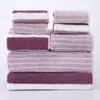 Suministro Transfronterizo de Toalla Catiónica Toalla de Baño Combinación Familiar de 8 Piezas Toalla de Terciopelo de Coral con Rayas Toalla Absorbente