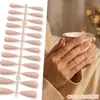 Puntas de Uñas Europeas y Americanas de Moda de Gama Alta Mate de Punta Larga, Colección de Color Sólido, Piezas para Uñas, 24 Piezas