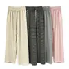 Pantalones Casuales Rayados de Cintura Alta Estilo Bf para Mujer 2026 Primavera Sueltos de Pierna Ancha Pantalones de Verano Finos Largos para Mujer