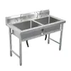 Pia Comercial de Aço Inoxidável 304 Pia Simples/Dupla/Tripla Lavatório Escolar Cozinha Cantina Lavagem de Louça Lavagem de Vegetais Desinfecção Doméstico/