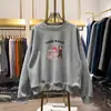 Moletom feminino com forro de fleece 2026 novo outono e inverno estilo coreano gola redonda solto modelador retrô estilo Hong Kong top moderno para mulheres