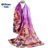 Fonte de origem primavera novo lenço floral pequeno bicolor europeu e americano de fio Bali estampado lenço longo feminino