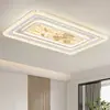 Luminárias Luxuosas e de Alto Padrão, Luminária de Teto para Sala de Estar com Design Retangular, Borda de Cristal de Gelo, Luminária de Hall de Espectro Completo