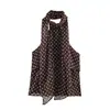 Top de Verano 2026 para Mujer, Nuevo Estilo Europeo y Americano, Espalda Descubierta, Lunares, Decoración en Capas, Cuello Halter 1165116