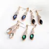 Pendientes de gota de agua de estilo coreano de moda con diamantes completos, estilo corazón del océano, pendientes elegantes, accesorios de fabricante