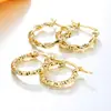 Textura geométrica brincos de cobre banhados a ouro 18K anel simples retro liso brinco de pressão para o dia a dia all-match brincos moda
