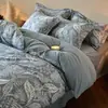 Estampado floral retro, 100% algodón, acabado cerámico ligeramente cepillado, juego de ropa de cama de cuatro piezas, adecuado para otoño e invierno, suave y amigable con la piel, venta al por mayor