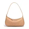 Bolsa Baguette de Venta Caliente Europea y Americana Moda Bolso de Hombro Único Debajo del Brazo Color Sólido Cuero Suave Tejido Bolso para Mujer Cruzado Bolso Dumpling Moderno