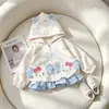 Outono e Primavera Nova Roupa Exterior Estilosa com Capuz para Meninas Desenho Animado Bebê Primavera Top Estilo Princesa Infantil Novo Casaco