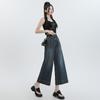 Calças curtas Lyocell Tencel supermacias e suaves com sensação de frescor no verão Calças largas azul-escuras pequenas Jeans Spandex