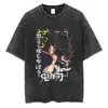 Camiseta Masculina Hip Hop Streetwear Lavada Preta Solta Vintage an