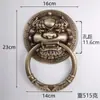 Manija de Puerta Bronce Cabeza de Animal Anillo para Puerta Cabeza de León Cabeza de Unicornio Cabeza de Tigre Manija Antigua Tirador de Puerta de Madera Retro Latón