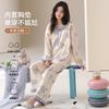 Pijamas de Algodón al por Mayor en Stock con Almohadillas en el Pecho para Mujer, Manga Larga y Pantalón Largo, Estilo Caricatura Dulce, Se Pueden Usar Afuera, Ropa de Casa de Algodón Puro