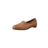 Zapatos Pequeños de Cuero Sencillos y Frescos que Aumentan la Altura de Forma Invisible Otoño 2026 Mocasines de Tacón Bajo Punta Redonda Piel Genuina Corte Profundo Zapatos Individuales para Mujer