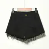 Shorts de mezclilla holgados de cintura alta estilo coreano para mujer, de verano, talla grande, rotos, adelgazantes, deshilachados, de pierna ancha, línea A, hot pants para mujer