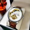 Reloj Mecánico Totalmente Automático para Hombre Sewor Reloj para Hombre Tourbillon Calado Luminoso Impermeable Negocios Retro Reloj para Hombre