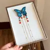 Nuevo Accesorio para el Cabello Estilo Chino Azul con Mariposa Bordada y Borla, con un Ambiente Antiguo de Alta Gama, Adecuado para Uso Diario, Pinza Lateral Estilo Chino Nuevo
