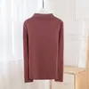 Nova camisa base de veludo catiônico feminina 2022 outono e inverno plus size sem costura gola redonda gola semi-alta autoaquecimento quente
